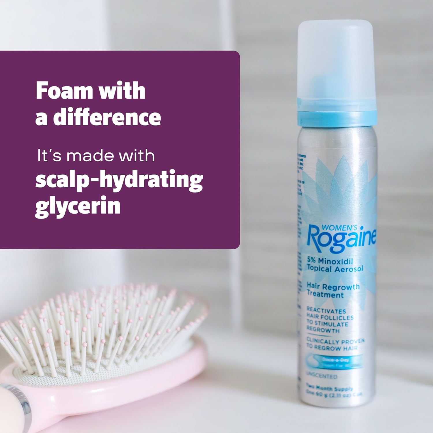 Women'S Rogaine Hair Growth Foam, 5% Topical Minoxidil, 4 Mo, 2X 2.11 Oz