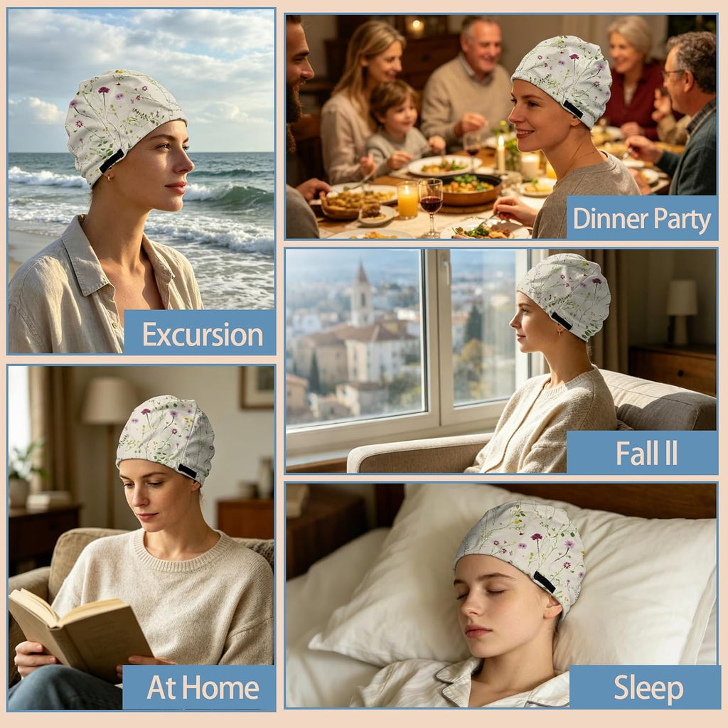 Chemo Cap Adjustable Slouchy Beanie Cancer Headwear Hats Stretch Soft for Men Women Girls Aesthetic Cute Floral