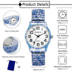 Avaner Women's Stretch Band Watches: Ladies Boho Printed Elastic Strap Easy Reader Analog Quartz Bangle Wrist Watch