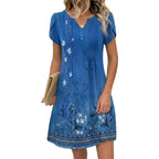 Zeagoo Women'S Casual Dresses With Pockets Summer Floral V-Neck A-Line Tshirt Dress Short Sleeve Mini Dress Beach Sundress