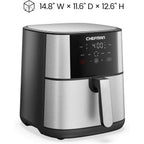 Chefman Air Fryer 8 Qt | TurboFry® 4-in-1 with 450°F Hi-Fry Option for Crispier Results | Bake, Dehydrate, Frozen | XL Nonstick Dishwasher-Safe Basket | Stainless Steel