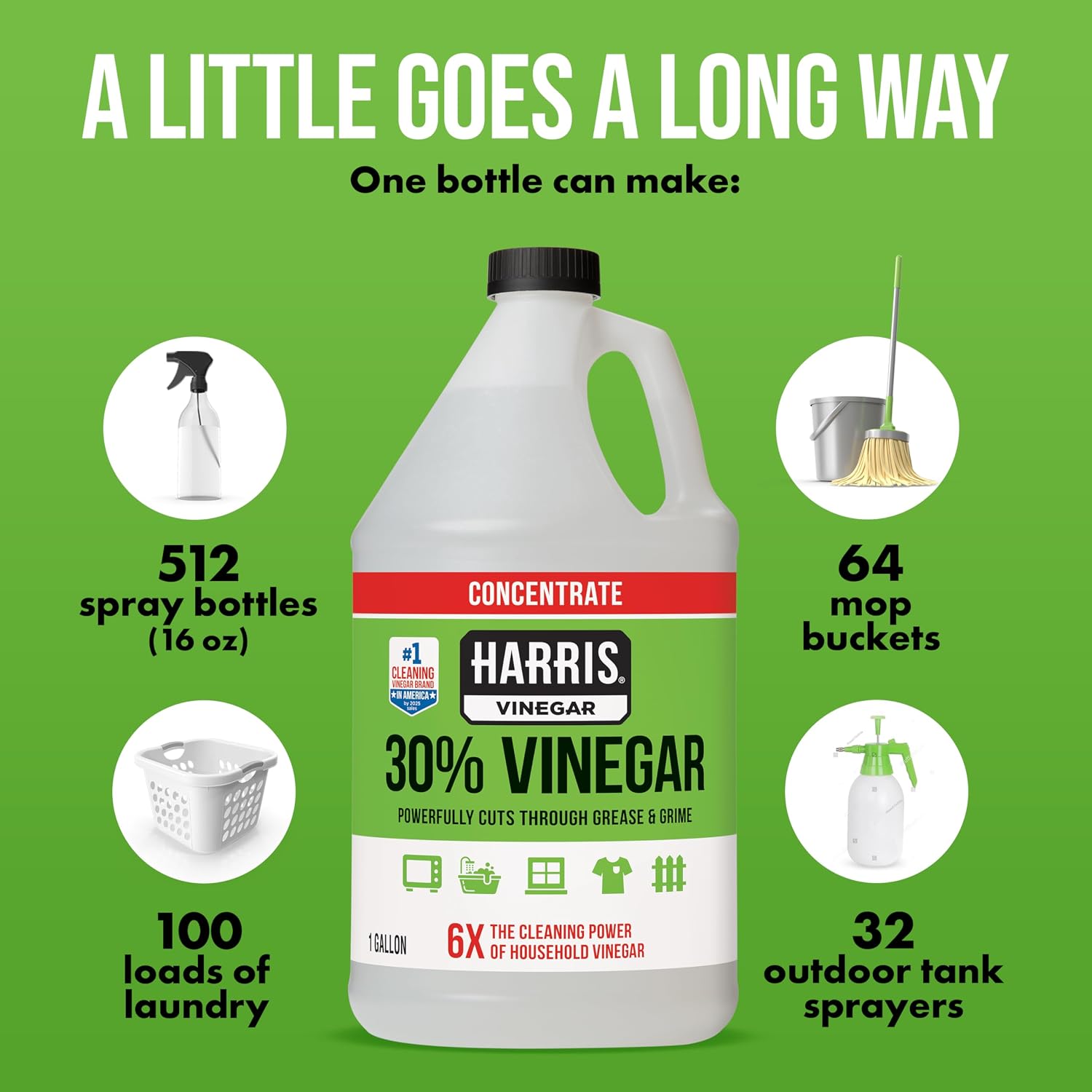 Harris 30% Vinegar Concentrated Extra Strength — All Purpose Cleaner For Home, Garden & Patio