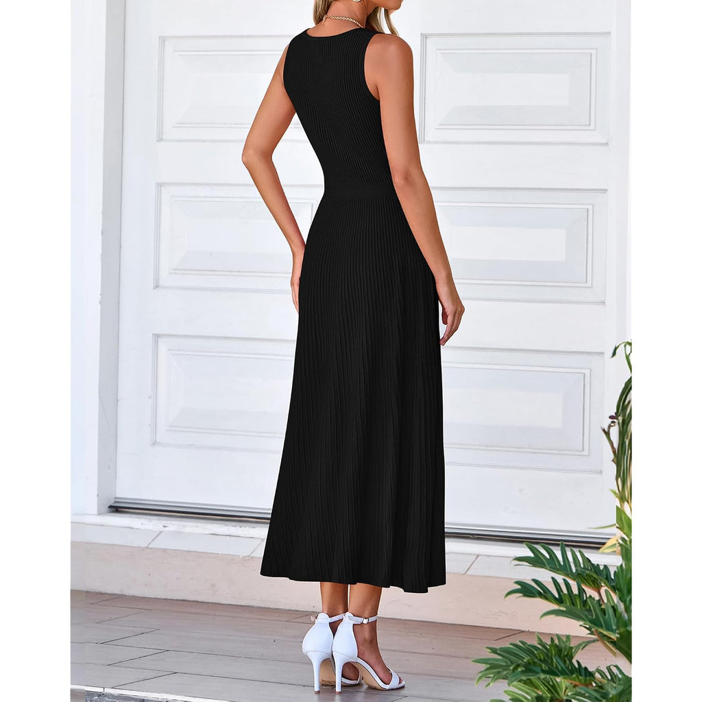 Btfbm Women Tank Midi Dress Summer Crewneck Sleeveless Pleated A Line Business Casual Formal Sweater Spring Dresses 2026