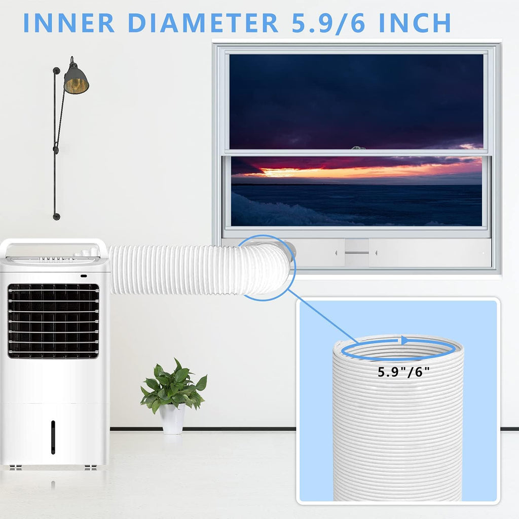 Lezifu Portable Air Conditioner Kit With Hose, Adjustable Window Seal With 5.9 Inch Diameter 59" Length Hose For Vertical/Horizontal Window
