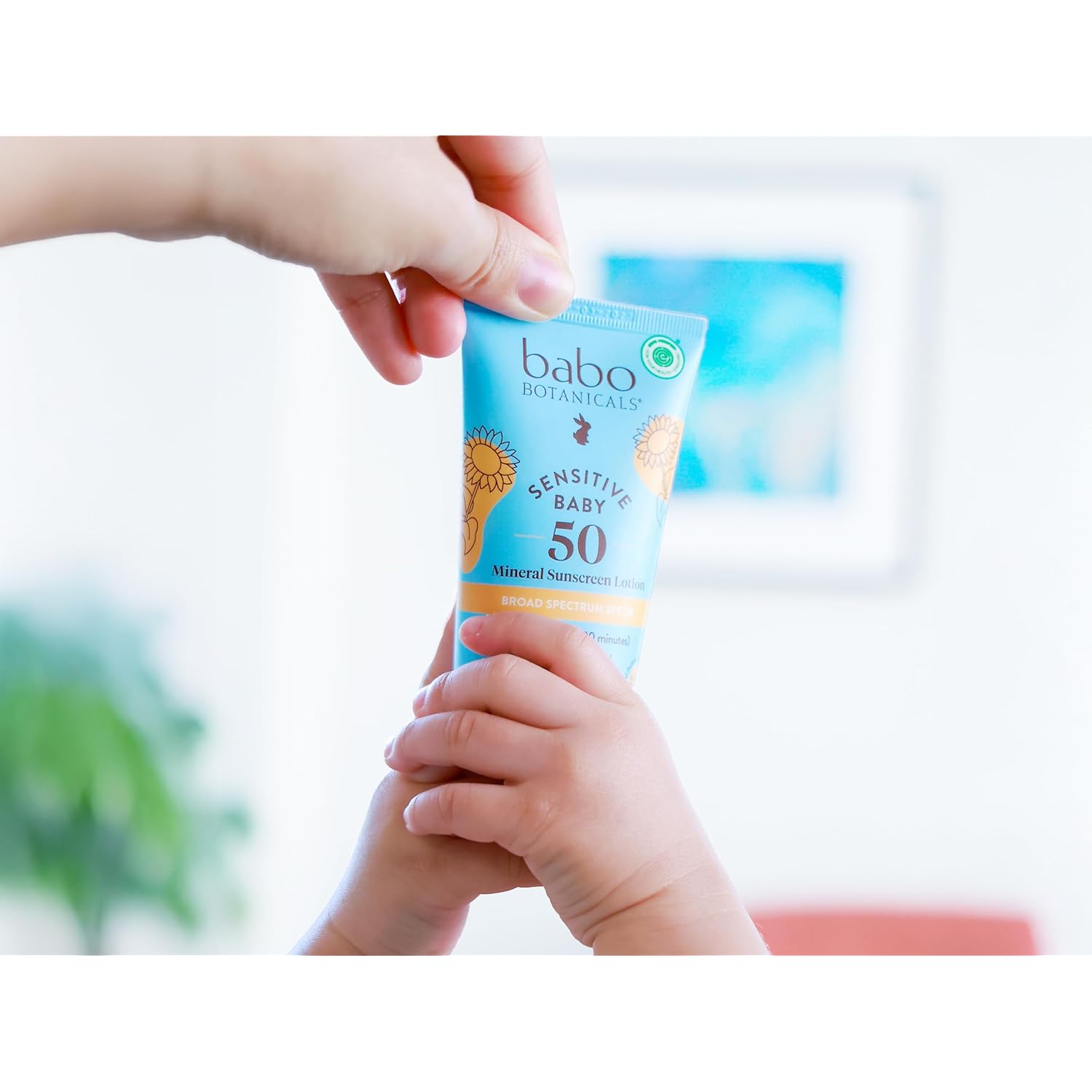 Babo Botanicals Sensitive Baby Mineral Sunscreen Lotion SPF50 - Natural Zinc Oxide - Face & Body - Fragrance-Free - Water-Resistant - EWG Verified - Vegan - Extra Sensitive Skin - For Babies & Kids