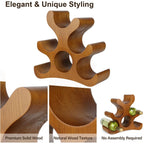 Countertop Wine Rack - 6 Bottle Wooden Wine Rack - Freestanding Wine Bottle Holder Stand - Wine Storage Rack For Cabinet Pantry Bar Kitchen
