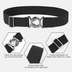 JASGOOD Women No Show Stretch Belt Adjustable Elastic Web Belt with Flat Buckle for Jeans Pants Casual Belts