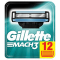 Gillette Mach3 Razor Blades, 12 Replacement Blades for Men's Wet Razors with Triple Blade