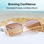 Dollger Oversized Square Sunglasses for Women Big Large Wide Fashion Shades for Men UV Protection Unisex C: Brown Frame Brown Lens