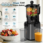 Juicer Machines with 5.8" Large Chute, 2-in-1 Cold Press Juicer for Whole Vegetables Fruits 400W, Masticating juicer Easy to Clean Juice Extractor Machine for Making Nut Mike, Juice, Premium Gray