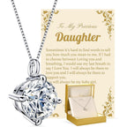 Beam & Bask Adult Daughter Necklace from Mom Dad, Birthday Wedding Graduation Pendant for Daughter from Mother Father, Silver Moissanite Jewelry for Her
