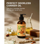 Yoken Organic Almond Oil 8 Oz Glass Bottle, Cold Pressed For Skin & Hair