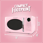Nostalgia Retro Microwave Oven - 0.7 Cu Ft, 700-Watt Countertop Size With Glass Turntable, Child Safety Lock, 8 Auto-Cook Programs, Digital Clock - Pink
