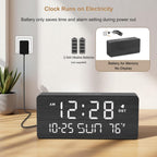 Dreamsky Wooden Digital Alarm Clocks For Bedrooms With Date & Day Of Week | Living Room Desk Clock, Temperature, Usb Port, Dimmer Wheel, Adjustable Volume, Auto Dst, Office Wood Decor (Plug-In)