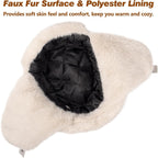 Piecees Fur Trapper Hat for Women Men Winter Hats with Ear Flaps Fuzzy Russian Ushanka Fluffy Snow Hat for Cold Weather Warm