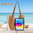 Peicees Crochet Beach Bag Purse, Boho Woven Tote with Leak-Proof Lining For Summer Vacation Travel Casual Shoulder Bag Soft