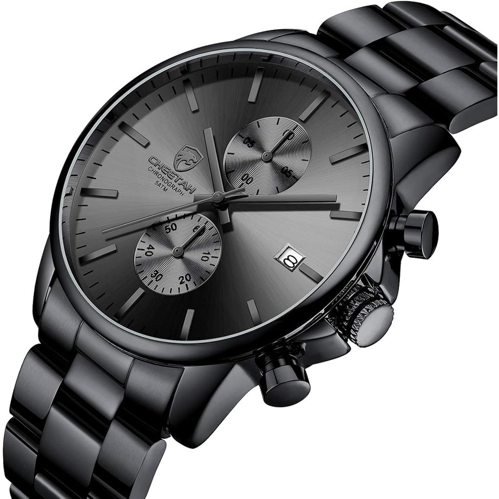 Golden Hour Fashion Business Mens Watches With Stainless Steel Waterproof Chronograph Quartz Watch For Men, Auto Date