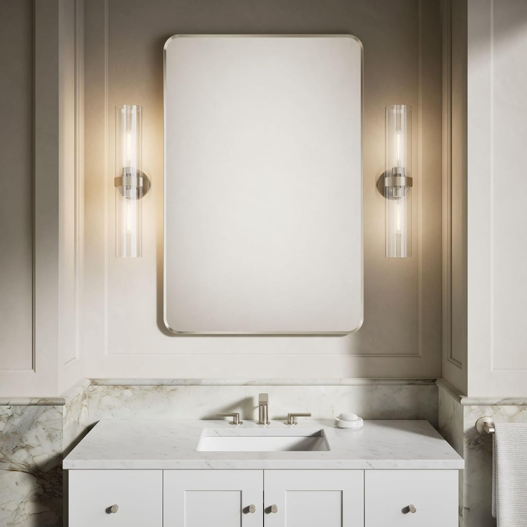 Kohler Essential 30 In. W X 45 In. H Rectangular Framed Wall Mount Bathroom Vanity Mirror In Brushed Nickel