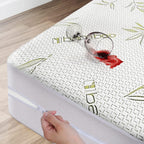 Bamboo Mattress Protector With Zipper - 100% Waterproof King Size Cooling Mattress Cover - Ultra Soft Jacquard Fabric Breathable Noiseless Mattress Pad Cover - Zippered Mattress Encasements