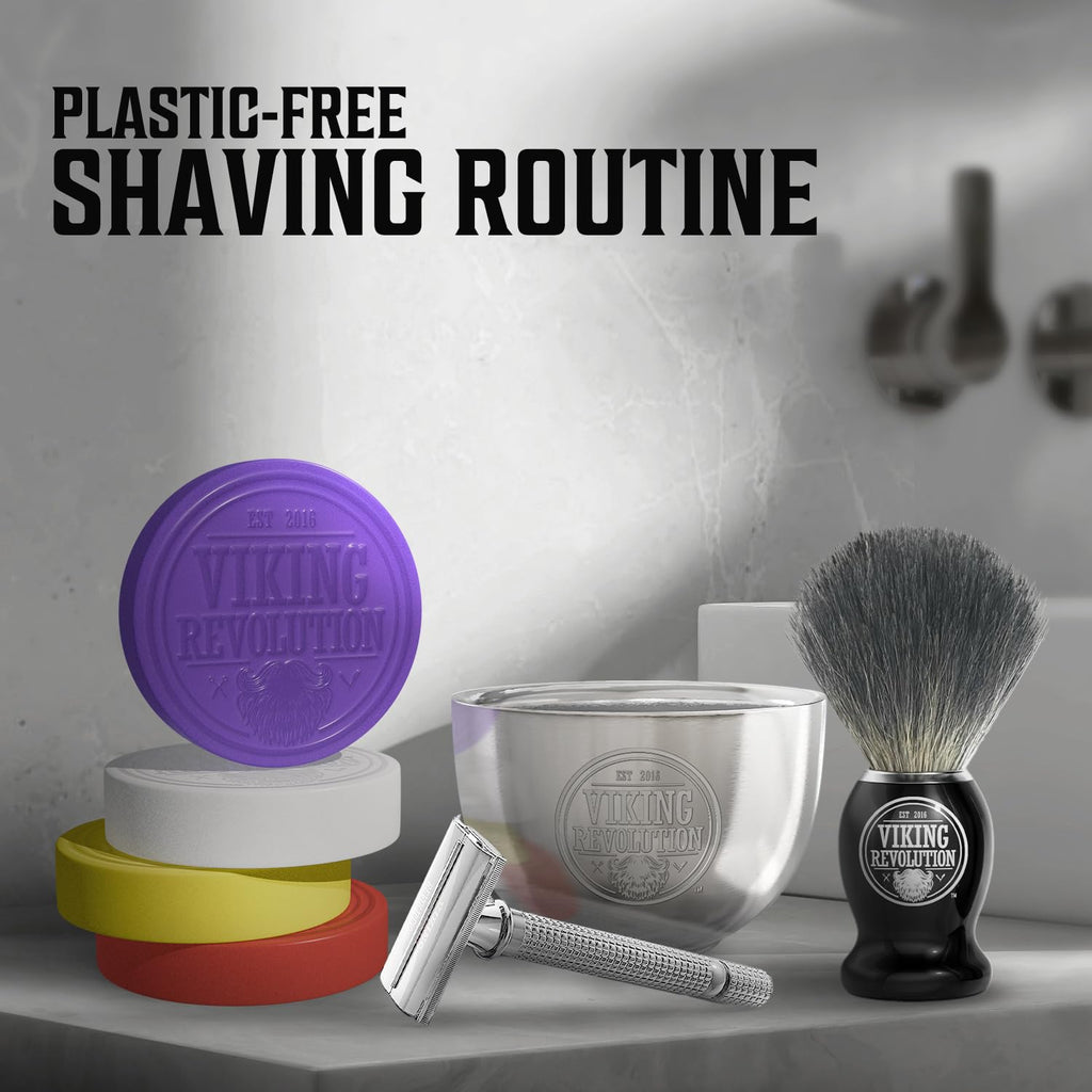 Viking Revolution Shaving Soap for Men - Shave Soap for Use with Shaving Brush and Bowl for Smoothest Wet Shave, Shaving Soap Puck - 4 Pack Variety, Each Pack 2.5oz
