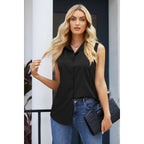 Women's Sleeveless Button Down Shirts Blouses Casual Loose V Neck Tank Tops for Work S-XXL