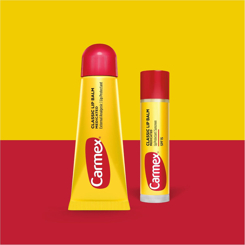 Carmex Classic Medicated Lip Balm Pack, Lip Moisturizer For Chapped Lips, 9-Count Variety Pack Bag (2 Tubes, 7 Sticks)