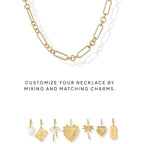 PAVOI 14K Gold Plated Chunky Charm Necklace Pack for Women | Statement Paperclip Chain Necklaces with Removable Charms | Heart Palm Tree Bow Pearl Love Friendship Necklace - Valentines Day Trendy Jewelry