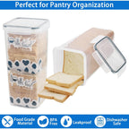 Tiawudi 2 Pack Bread Box, Plastic Bread Container, Bread Storage For Kitchen Counter, Bread Keeper With Airtight Lid, Tall Bread Saver, Sandwich Bread Holder, 5.6 Qt / 5.3L Each