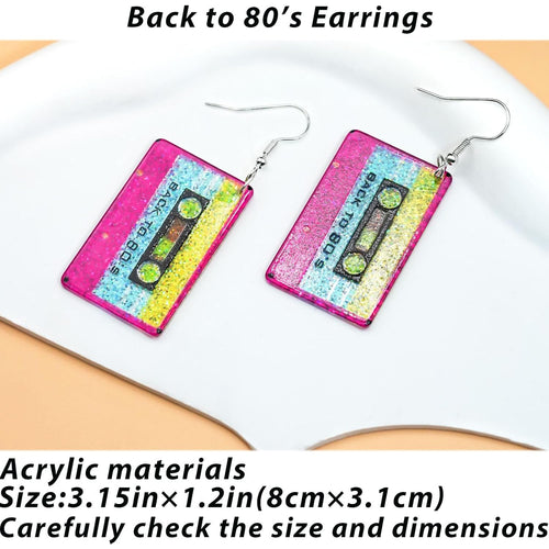 80s 90s Earrings for Women Colorful Lightning Acrylic Drop Earrings Neon Earrings Bulk for 80's 90's Outfit Glow Party Halloween 80s Accessories Jewelry