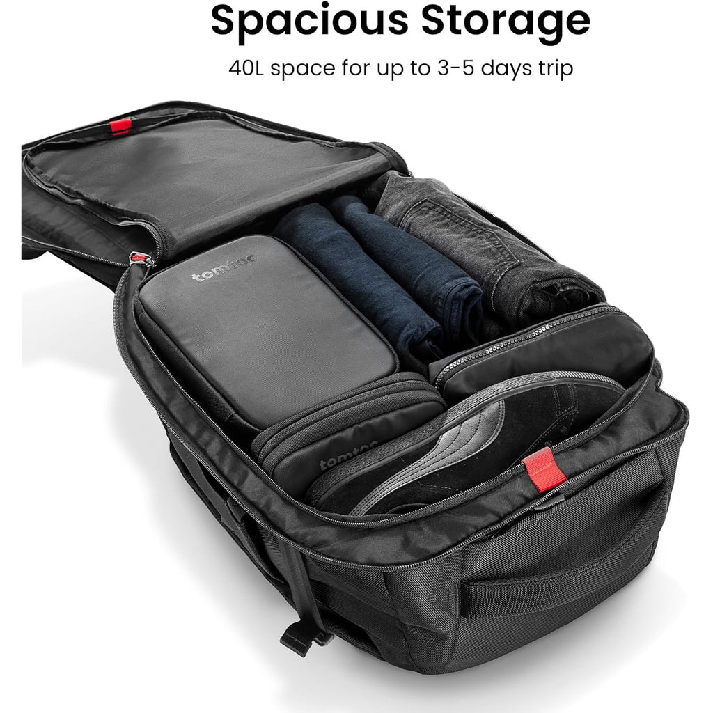 Tomtoc 28/40L Travel Backpack, Tsa Carry On/Personal Item Bag Flight Approved, Water-Resistant Carry On Luggage, Pfas Free