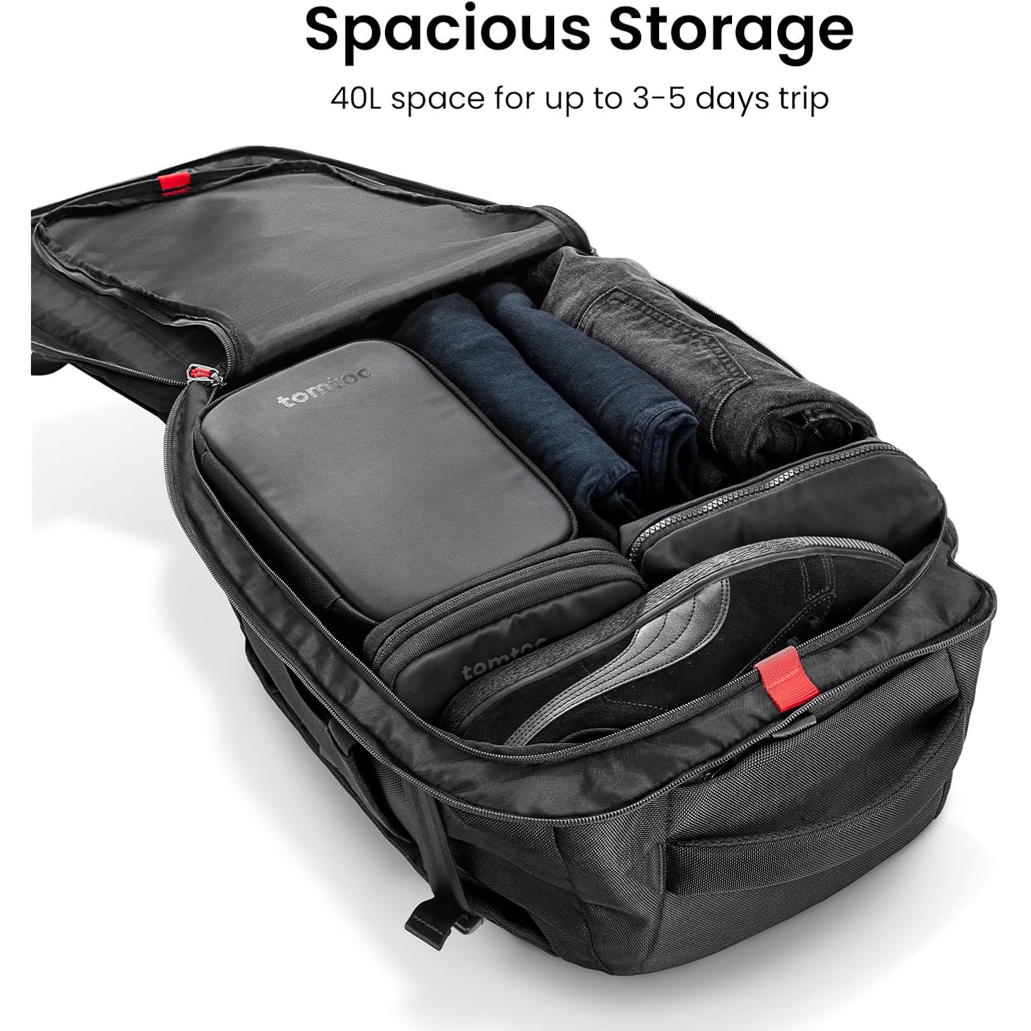 Tomtoc 28/40L Travel Backpack, Tsa Carry On/Personal Item Bag Flight Approved, Water-Resistant Carry On Luggage, Pfas Free