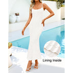 Zesica Women'S Summer Floral Spaghtti Straps Midi Dress 2026 Bodycon Sleeveless Square Neck Casual Beach Long Dresses