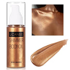Ucanbe Body Shimmer Oil 100Ml, Moisturizing Body Glow Glitter Oil, Waterproof Shimmering Luminizer Liquid Illuminator Highlighter, Tinted Shimmer Lotion Glowing Bronzer Makeup(Bronze Gold)