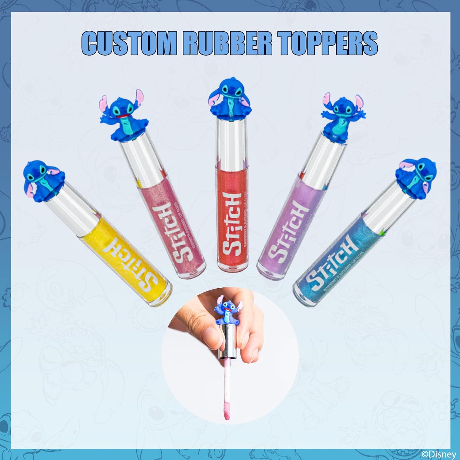 Disney Stitch 10 Piece Plant Based Lip Gloss, Girls Party Favors, First Makeup Set For Girl, Perfect For Parties, Sleepovers, And Birthday Gifts, Ages 3+, By Townley Girl