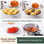 Steamer Basket For Cooking 304 Stainless Steel Entirely Thickened,Collapsible Steamer Insert For Pots, Fits Instant Pot/Skillets (5.5'' To 9.5'')
