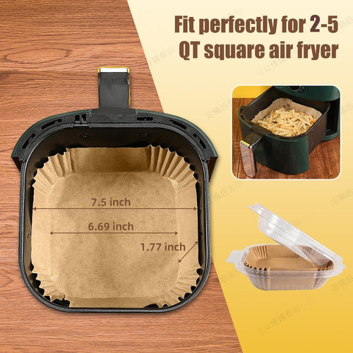 7.5 Inch Air Fryer Parchment Paper Liners Square,150 Pcs Non-Stick &Oil-Proof Air Fryer Liners Disposable For 2-5 Qt Frying,Baking,Roast | Less Mess,Air Fryer Pparchment Paper Liners,Frying,Baking ,Roast