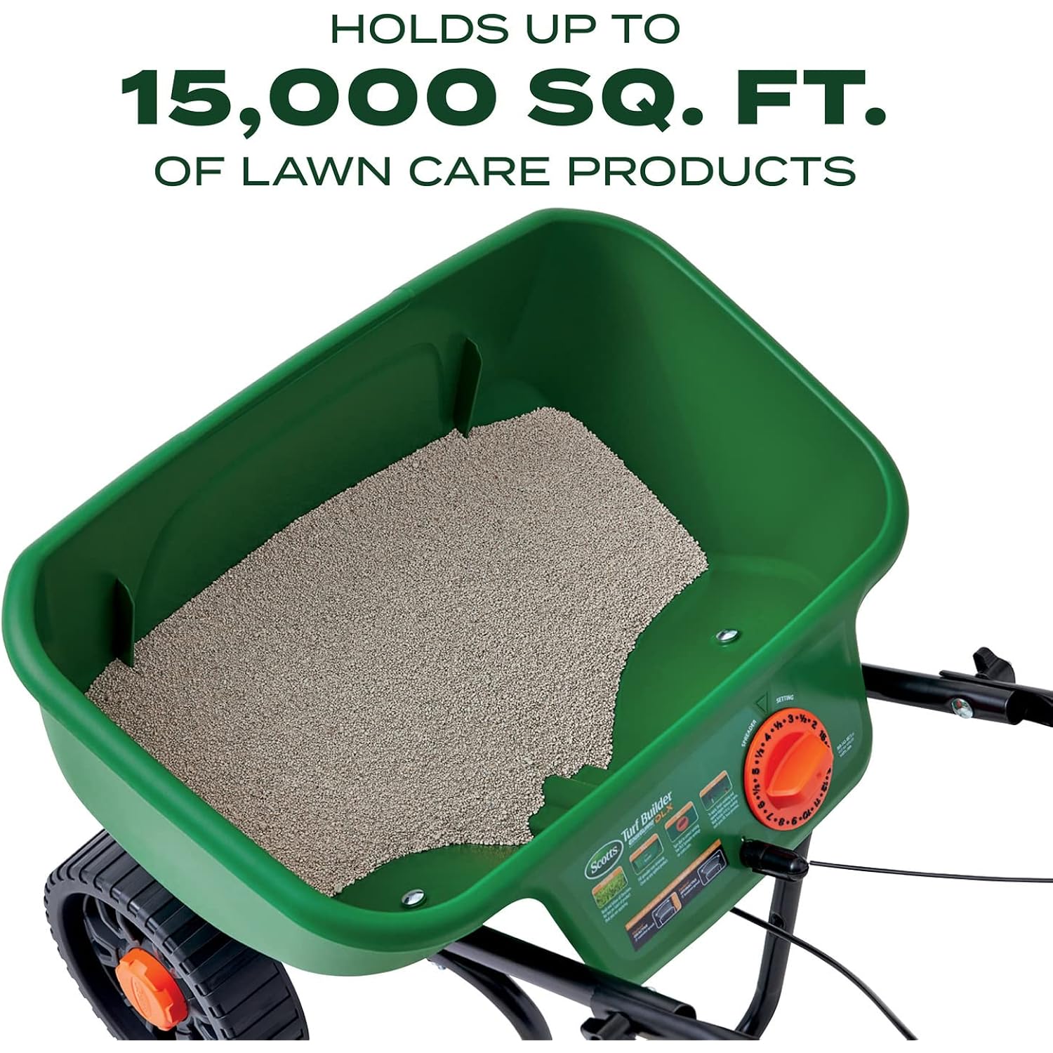 Scotts Turf Builder Edgeguard Dlx Broadcast Spreader For Seed, Fertilizer, Salt, Ice Melt, Holds Up To 15,000 Sq.Ft. Product, Green | Spreader For Lawn Fertilizer, Weed & Insect Control, Grass Seed, And Ice Melt, Holds Up To 15,000 Sq. Ft. Of Product