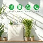 1-200 Pack Available Premium Canvas Reusable Tote Gift Bags,Made Of Natural Canvas With Handle,Work,Diy,Shopping(1 Pack)
