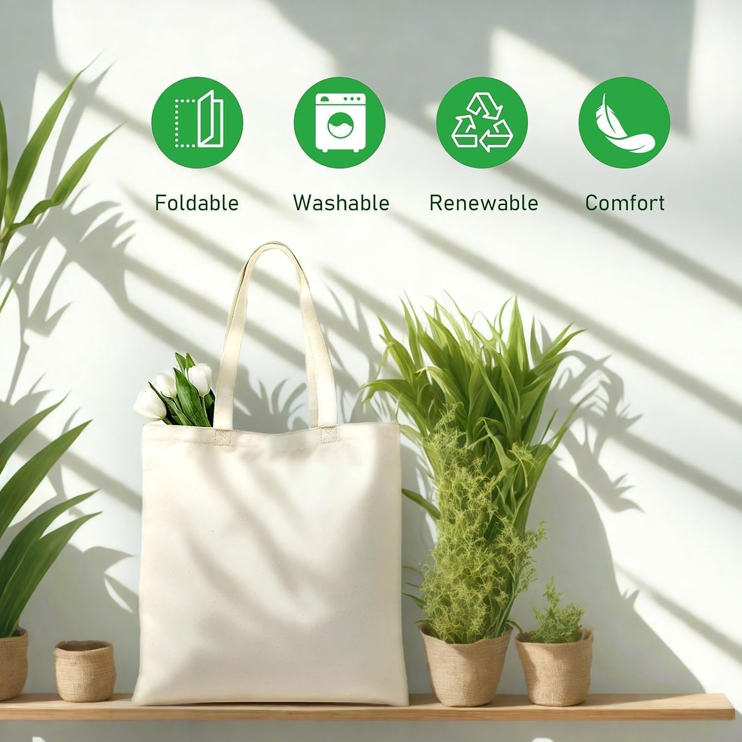 1-200 Pack Available Premium Canvas Reusable Tote Gift Bags,Made Of Natural Canvas With Handle,Work,Diy,Shopping(1 Pack)
