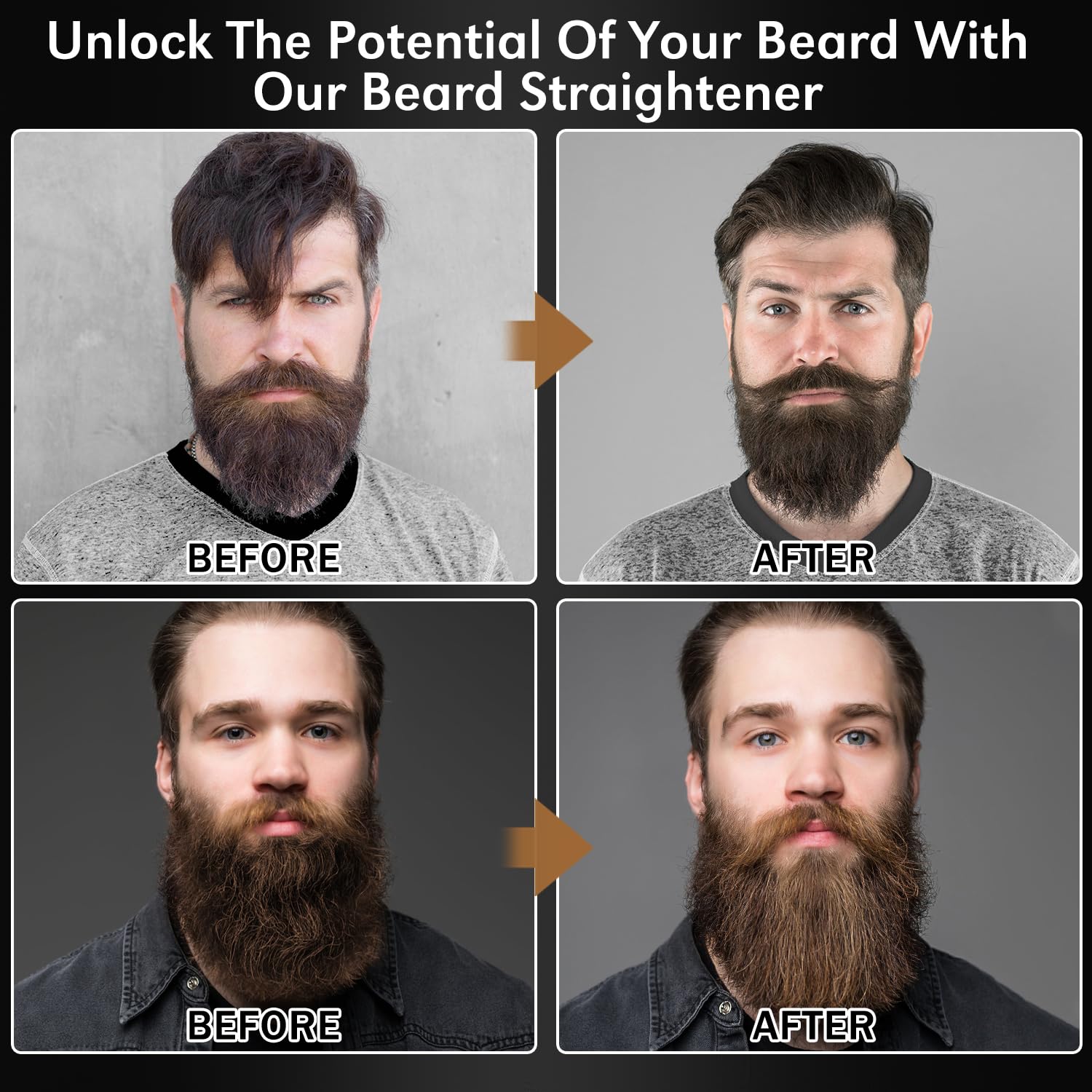 Beard Straightener for Men w/Beard Oil, Balm, Comb & E-Book for All Beard Type,w/Dual Voltage Travel-Friendly,Auto Shut-Off,Anti-Scald Feature Heated Straightening Brush Kit,Unique Gifts for Men Him