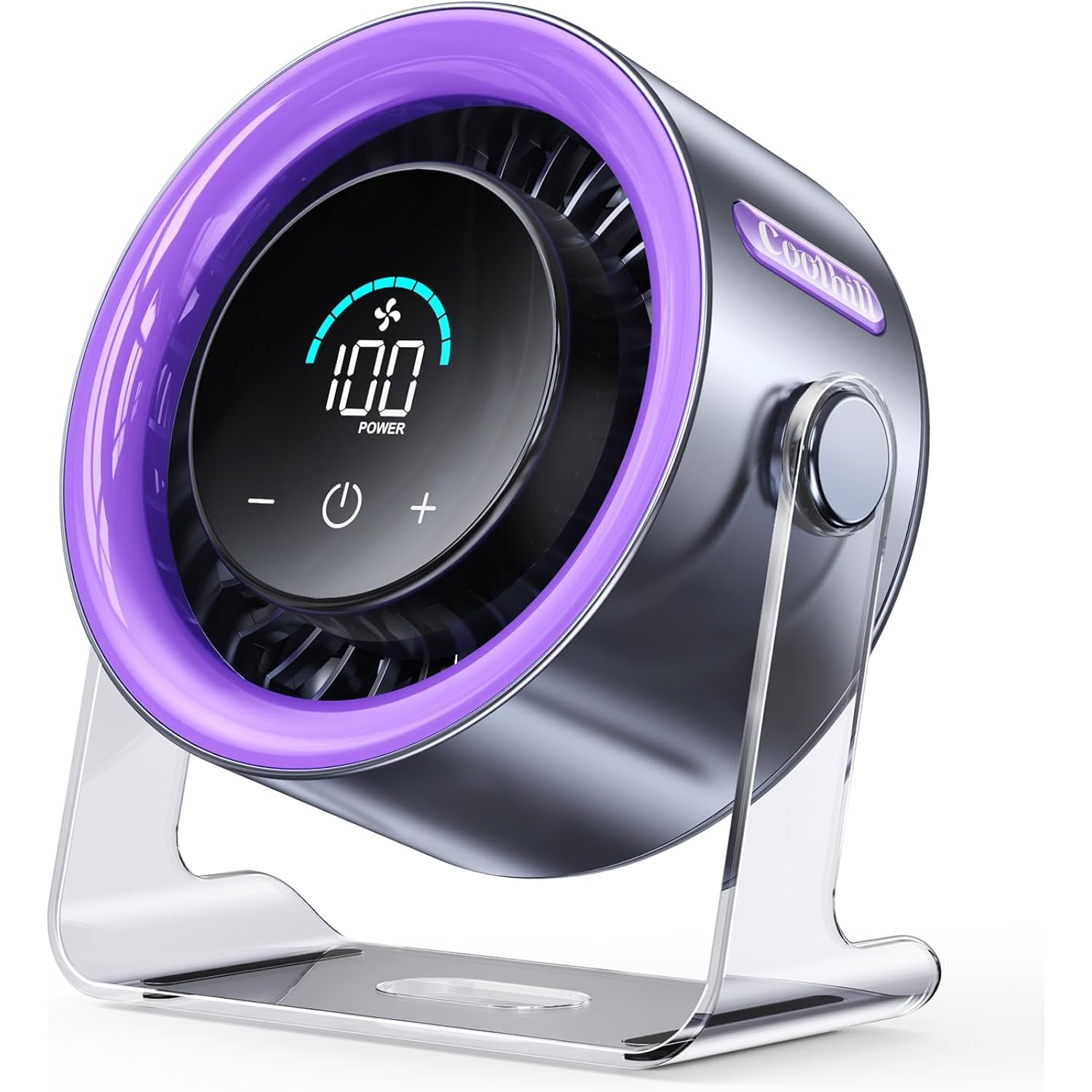 Usb Desk Fan For Bedroom: 100 Speeds Digital Display Quiet Portable Fan With Turbo Airflow, 120° Rotating Small Rechargeable Battery Desktop & Wall-Mounted Fans For Bedroom Home Office