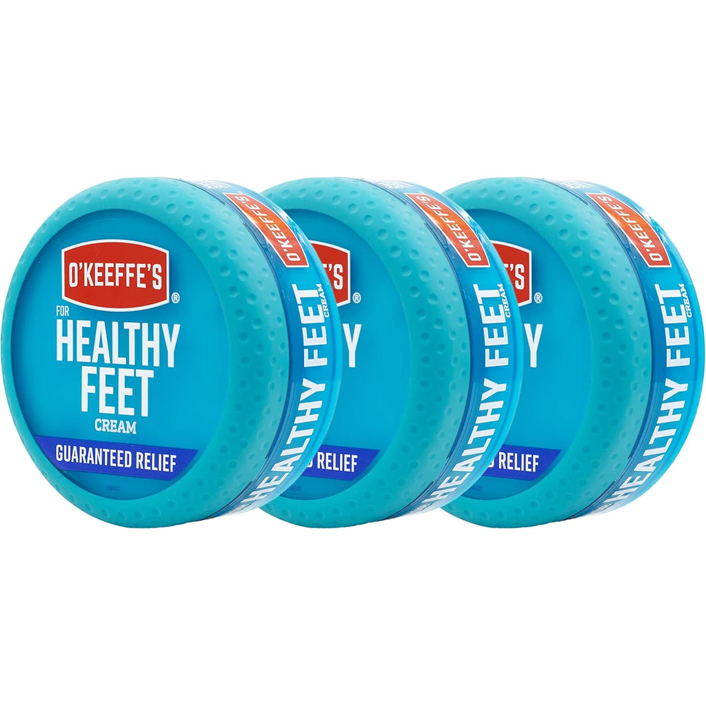O'Keeffe's for Healthy Feet Foot Cream; Guaranteed Relief for Extremely Dry; Cracked Feet; Instantly Boosts Moisture Levels; 3.2 Ounce Jar; (Pack of 3)
