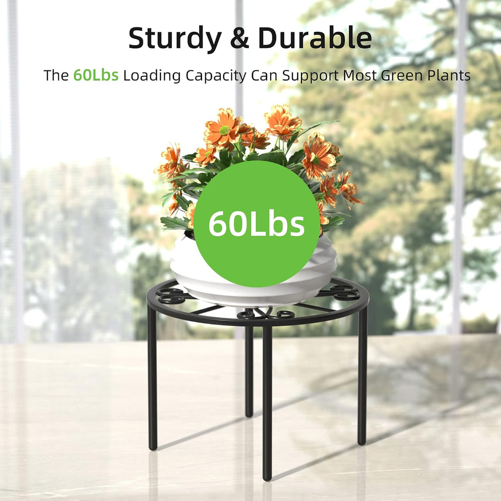 Bussdis Plant Stand 1 Pcs-10.2 In Flower Pot Stand Plant Rack For Indoor And Outdoor Courtyard Gardens Black