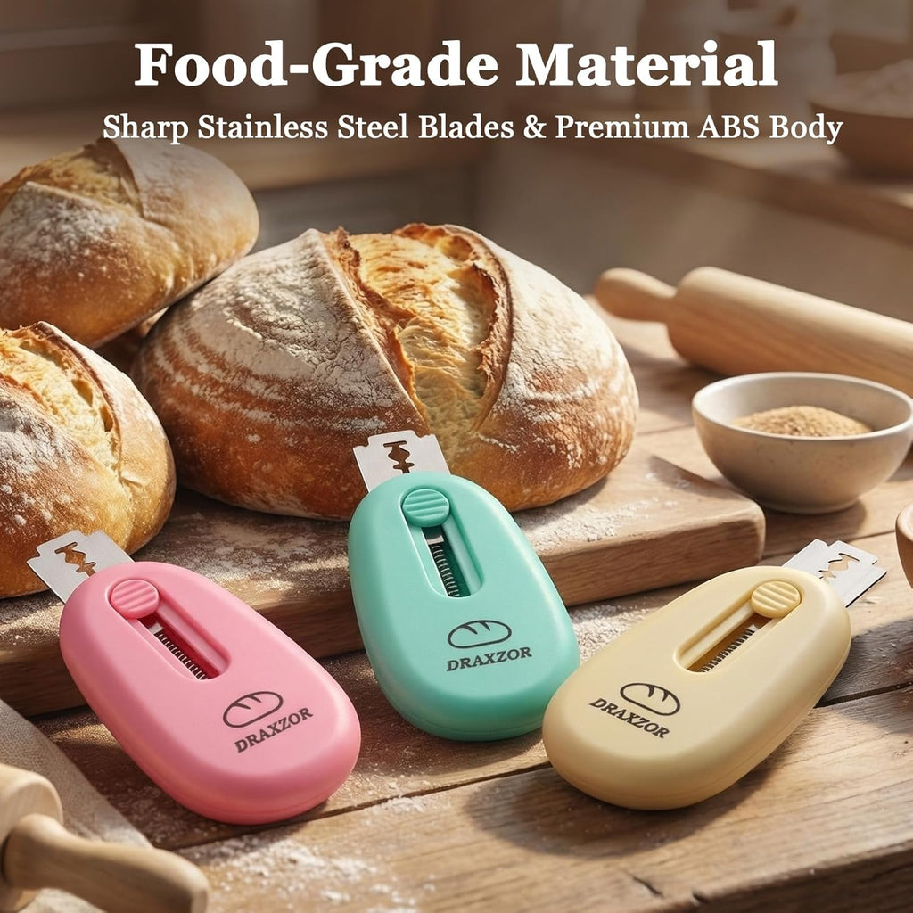 3-Pack Bread Lame, Professional Sourdough Scoring Tool & Bread Scoring Tool, Dough Scoring Tool Set with Ergonomic Handle, Includes 10 Replacement Razor Blades & Scoring Patterns Booklet