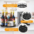 Coffee Syrup Organizer For 8 Bottles, Rotating Coffee Syrup Holder | Storage For Syrup Bottles, Cup And Lid, Stirrers, Wine Display, Syrup Rack Stand For Home, Kitchen, Coffee Bar Organizer
