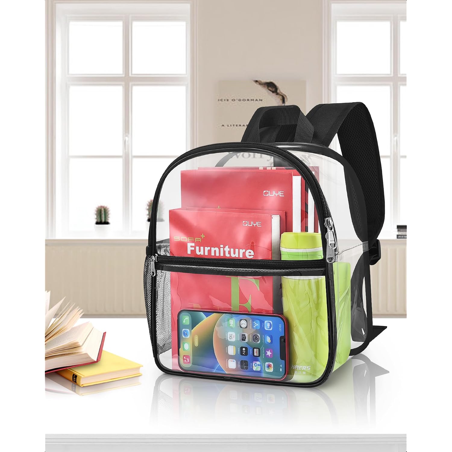 Clear Backpack Stadium Approved, 12X10.5X6 Inches Clear School Bag | 0.4Mm Thickened Pvc, Wider Shoulder Straps, Small Clear Bag For Stadium Events, School, Concert, Work, Festival