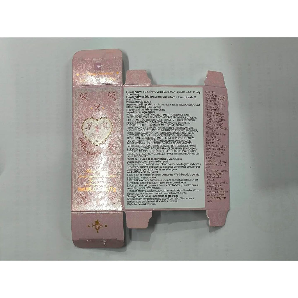 Flower Knows Strawberry Cupid All Day Glow Liquid Blush,Sweat & Water-Resistant Dewy Blush for Cheeks,Blendableand Hydrating Baby Pink Face Makeup for Women & Girls,0.25 Fl Oz(01 Frosty Strawberry)
