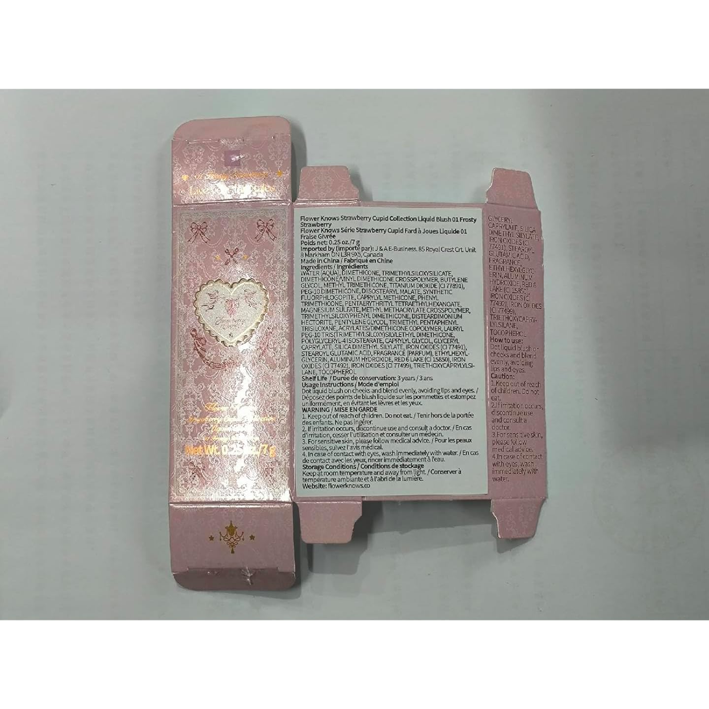Flower Knows Strawberry Cupid All Day Glow Liquid Blush,Sweat & Water-Resistant Dewy Blush for Cheeks,Blendableand Hydrating Baby Pink Face Makeup for Women & Girls,0.25 Fl Oz(01 Frosty Strawberry)