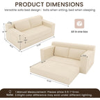 71" Boneless Loveseat Couch,Chenille Pullout Futon Couch,4 In 1 Folding 3 Seater Sofa Bed For Living Room,Boneless Cloud Couch With Storage Pocket & 2 Pillows,Beige