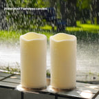2Pack Outdoor Plastic Flameless Candles With Remote Control And Timer | Led Flickering Battery Operated Electric Pillar Candles (D3 Xh5.5) For Camping, Weddings, Home Decoration